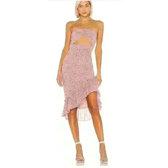 SUPERDOWN Dion Strapless Dress Dusty Rose S - Picture 3 of 5